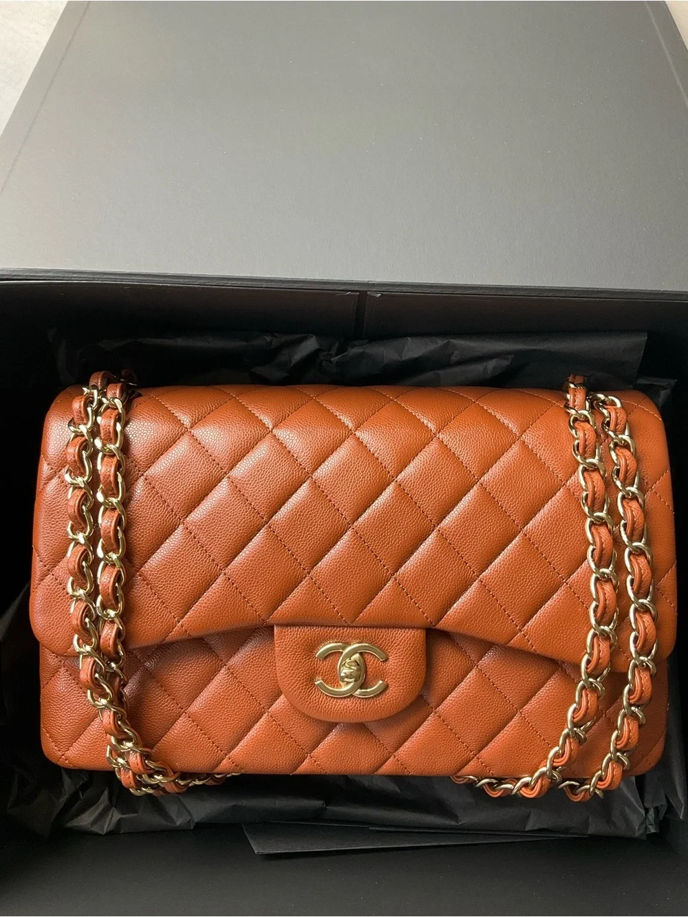 Chanel Brown Caviar Jumbo Flap